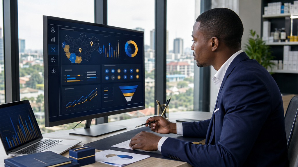 Manager analysant les KPI d’une force de vente pharmaceutique